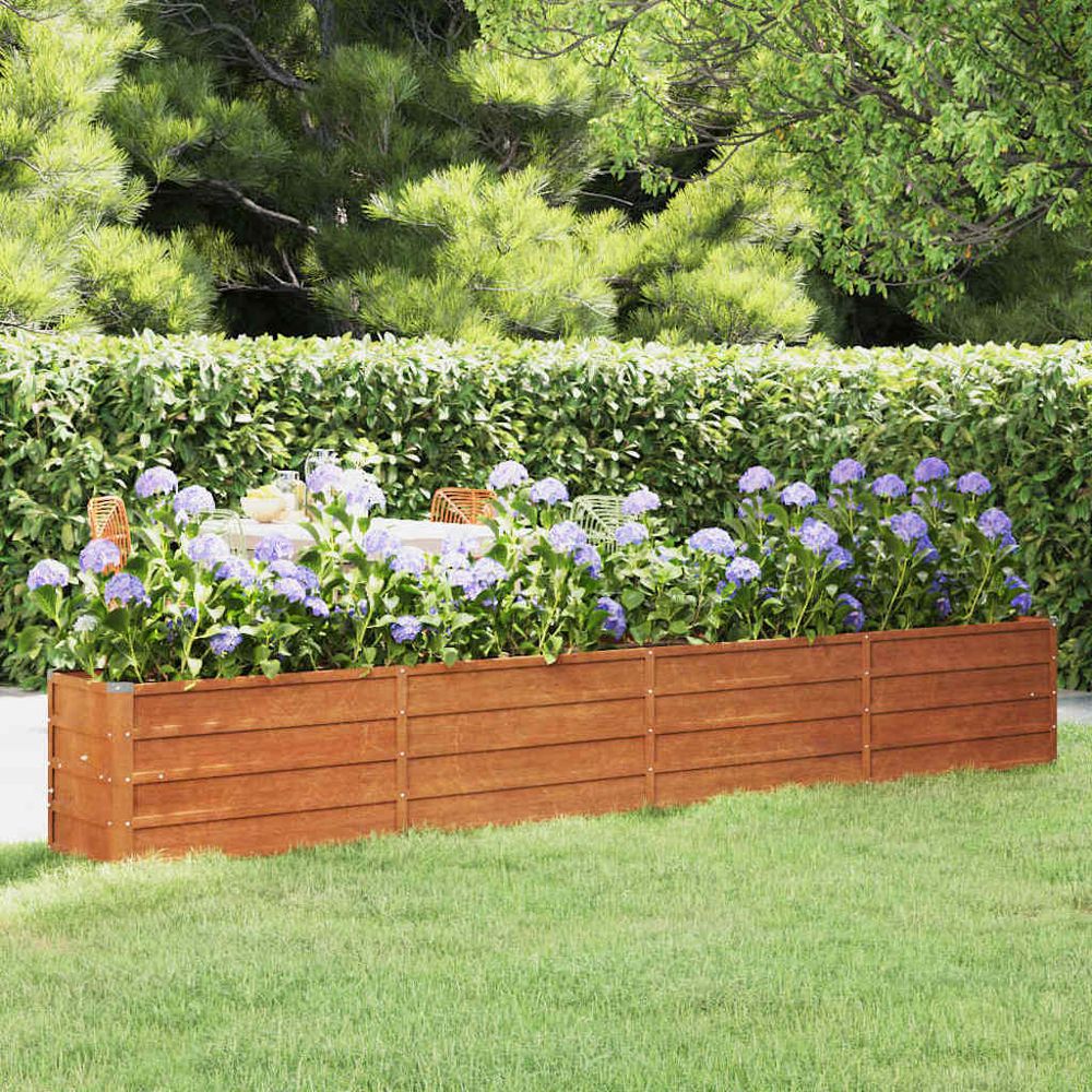 Carré potager acier corten pour jardin et terrasse effet rouillé 320x40x45cm