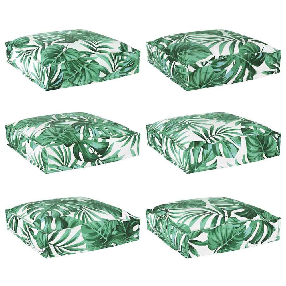 Coussin 6 pc tissu oxford motif feuille 40 x 40 x 8 cm