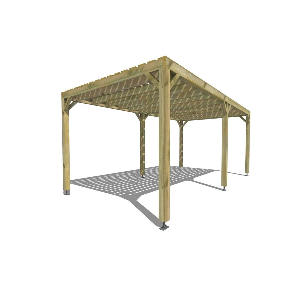 Pergola bois • 6m x 3m • indépendante • sens profondeur • platelage bois • livraison comprise