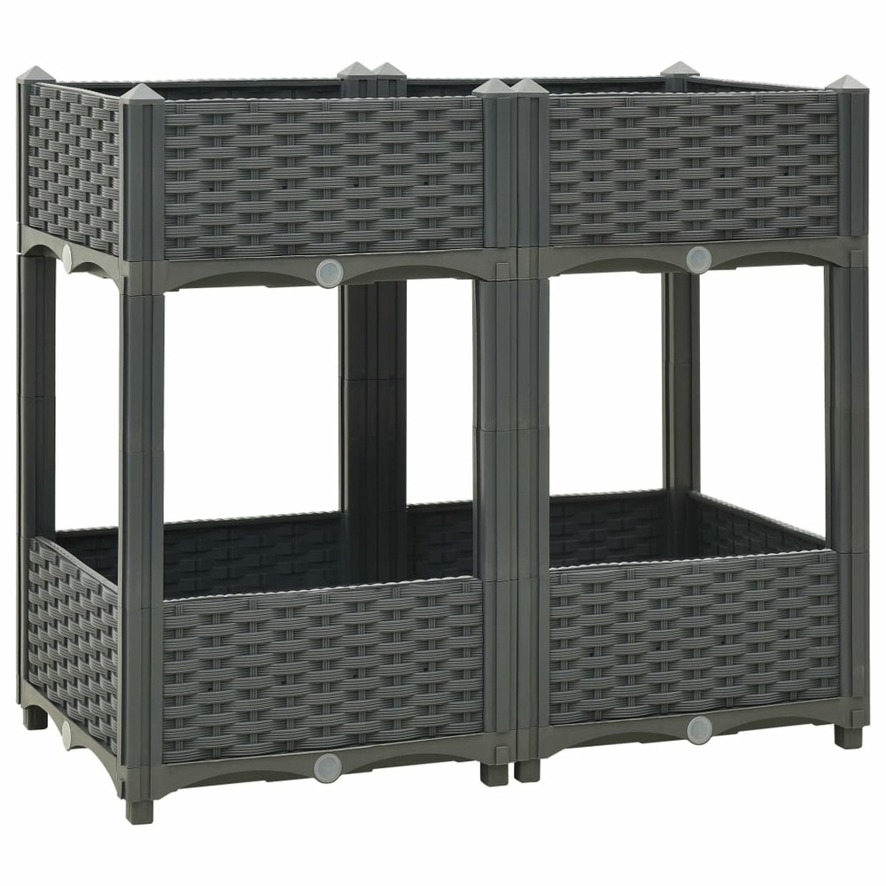 Jardinière lit surélevé plantes fleurs jardin80 x 40 x 71 cm polypropylène gris foncé