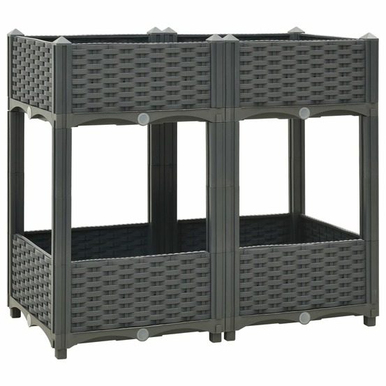 Jardinière lit surélevé plantes fleurs jardin80 x 40 x 71 cm polypropylène gris foncé