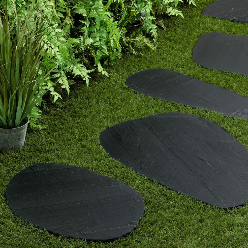 Pas japonais irrégulier ardoise noire 20-80x3 cm (lot de 5) - ro'ma nature