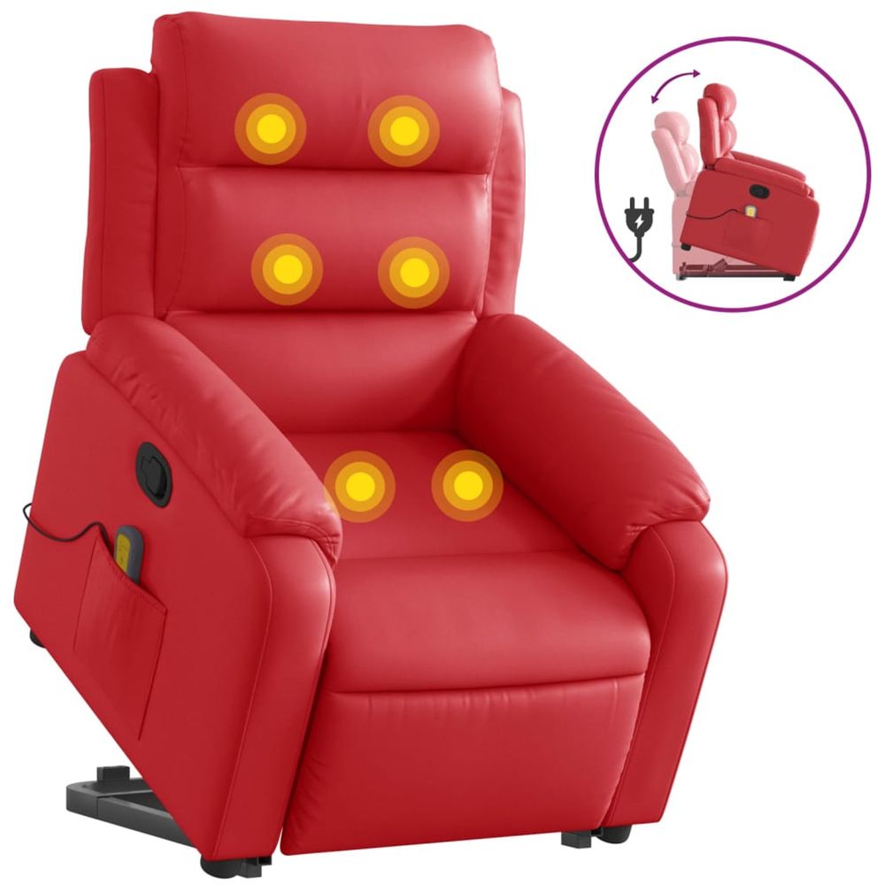 Fauteuil inclinable de massage rouge similicuir