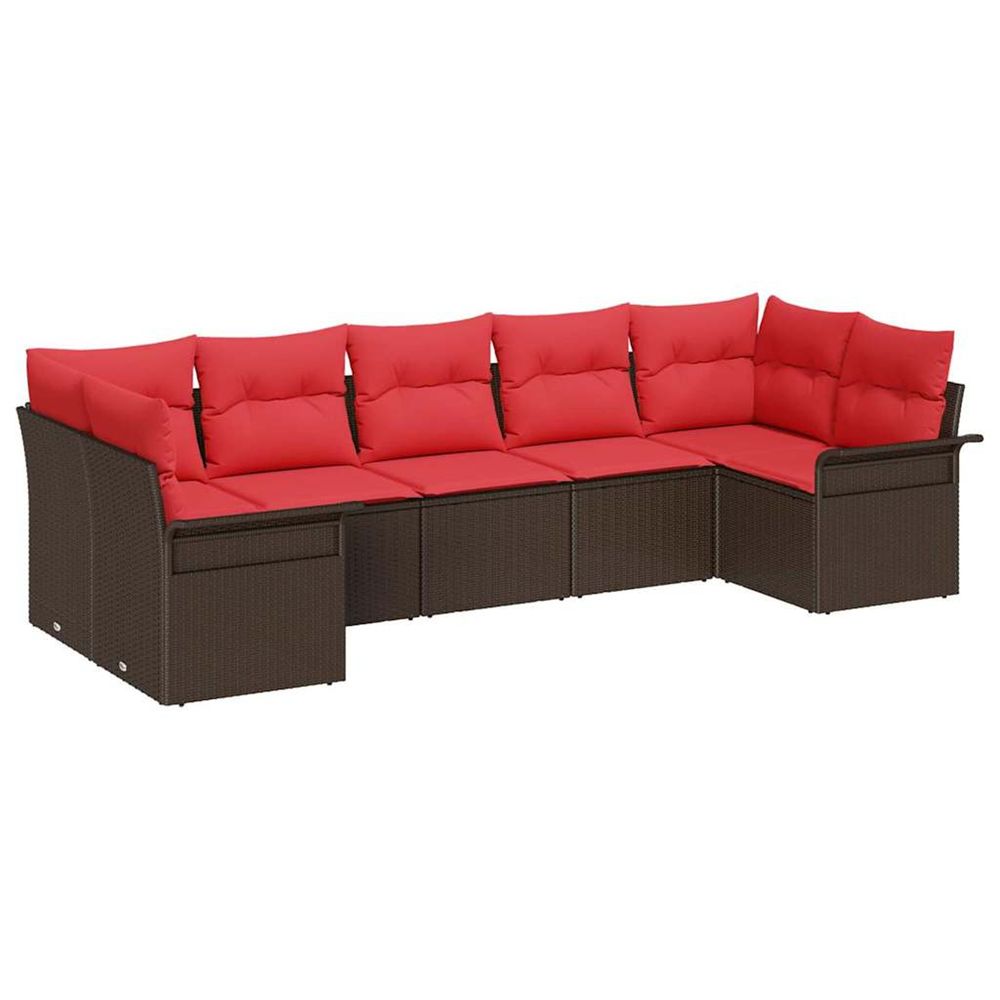 Ensemble de canapé de jardin 7 pc marron polyrotin