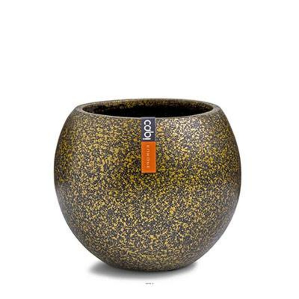 Superbe pot terrazzo forme boule plastique h 18 x d 22 cm doré - dimhaut: h 18 c