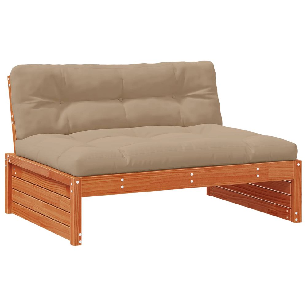Sofa de jardin milieu pin massif brun ciré