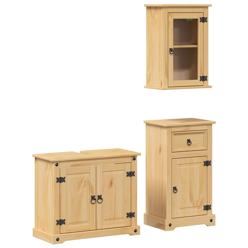 Ensemble de meubles salle de bain 3 pcs corona bois pin massif