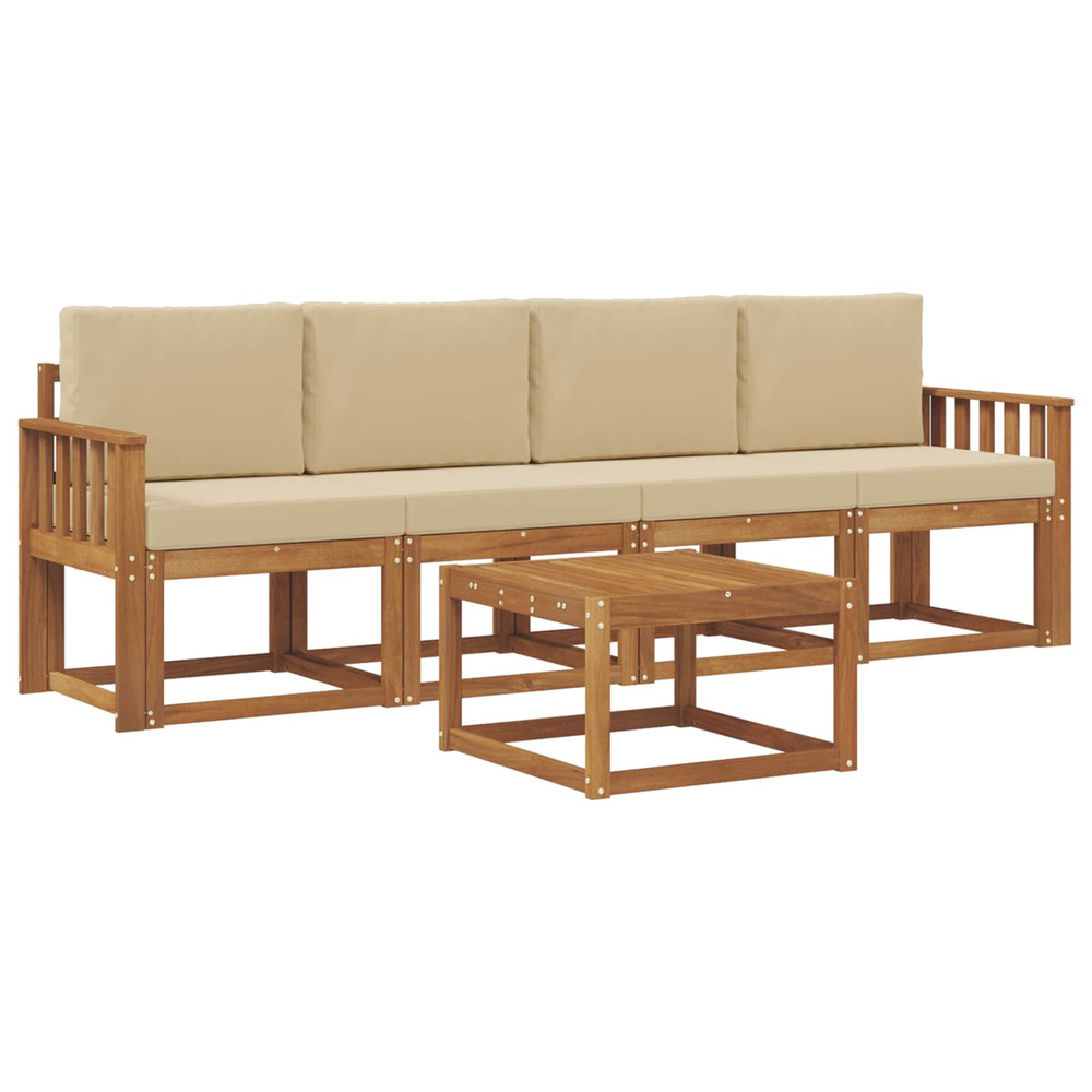 Ensemble de canapés d'extérieur 5 pcs naturel et beige