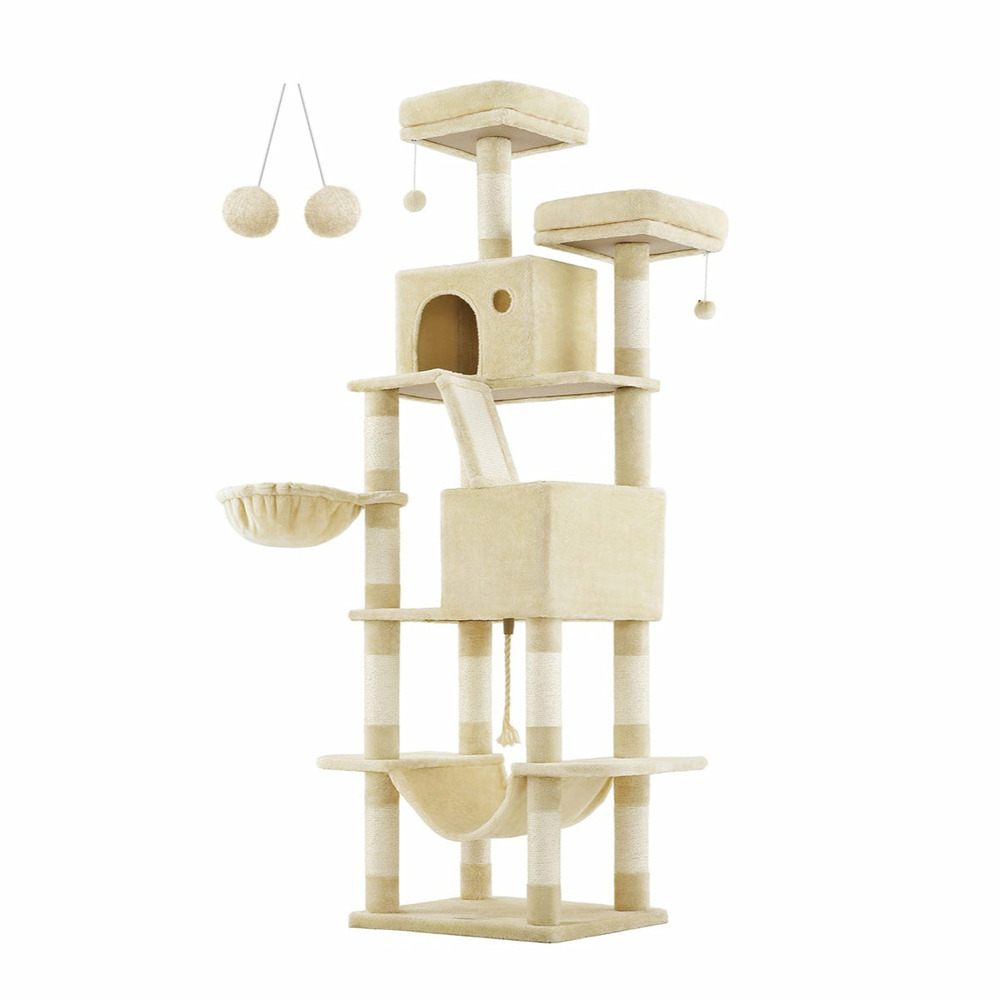 Arbre à chat grand tour de jeu 60 x 50 x 206 cm beige