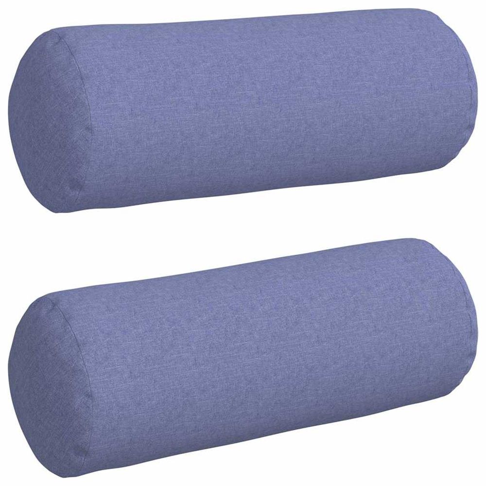 Coussins d'accent 2 pc tissu bleu denim ø 25 x 70 cm