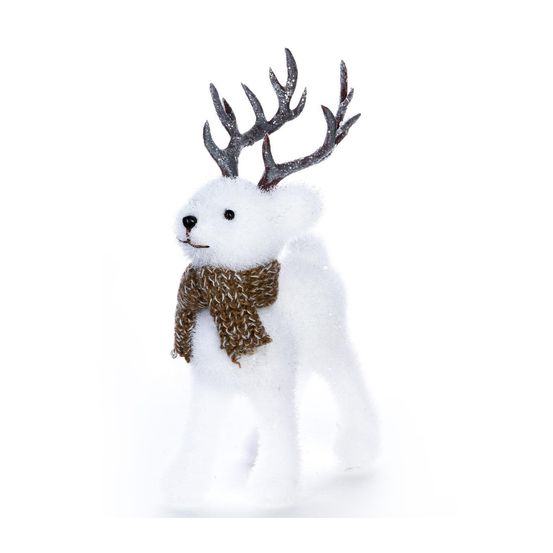 Déco de noël renne blanc debout h 19 cm