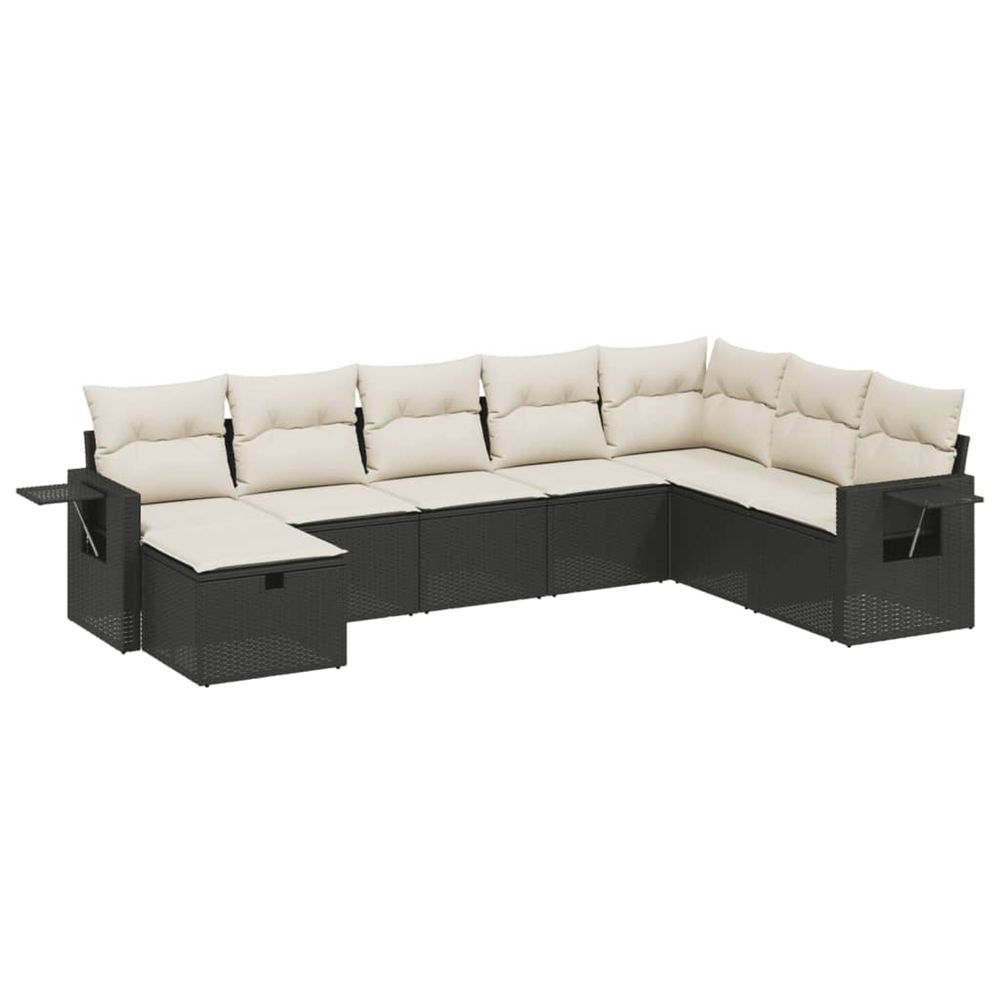 Salon de jardin 8 pcs avec coussins noir résine tressée