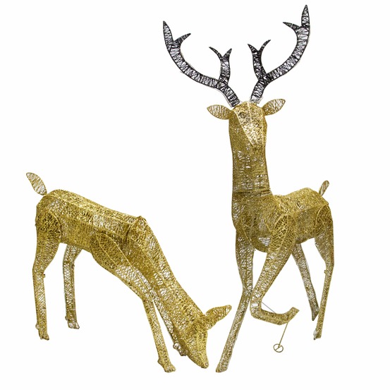 Cerf & biche dorés led décoration intérieur extérieur jardin