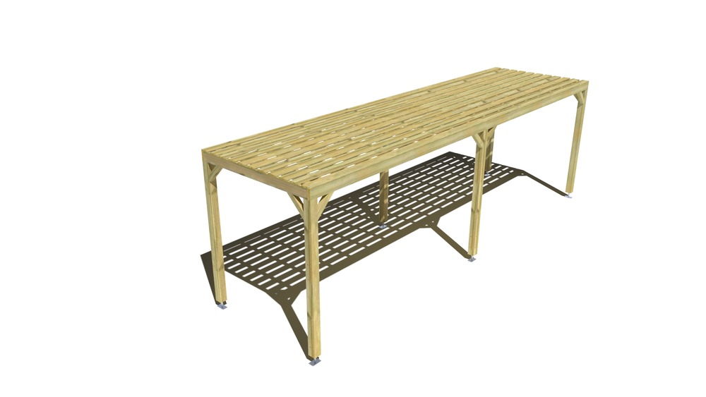 Pergola bois • 8m x 2m • indépendante • sens profondeur • platelage bois • livraison comprise