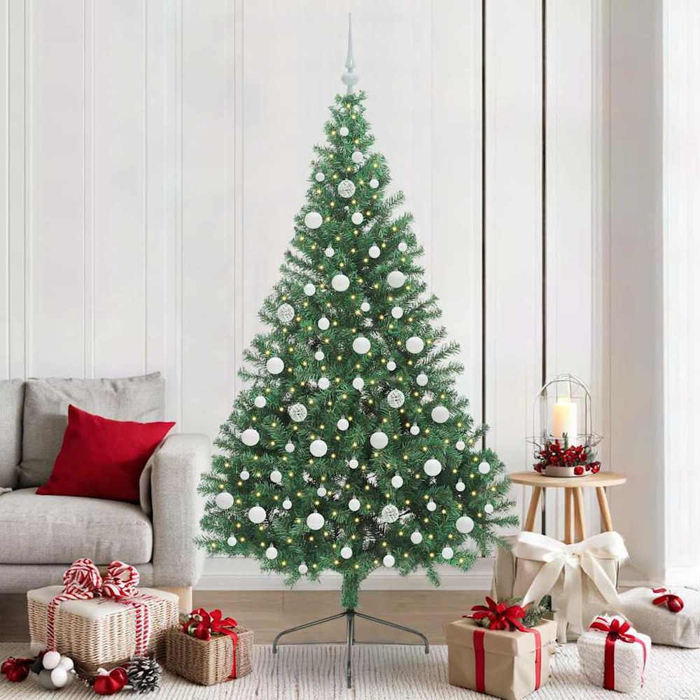 Sapin de noël artificiel 210 cm tout inclus avec 300 led et décorations