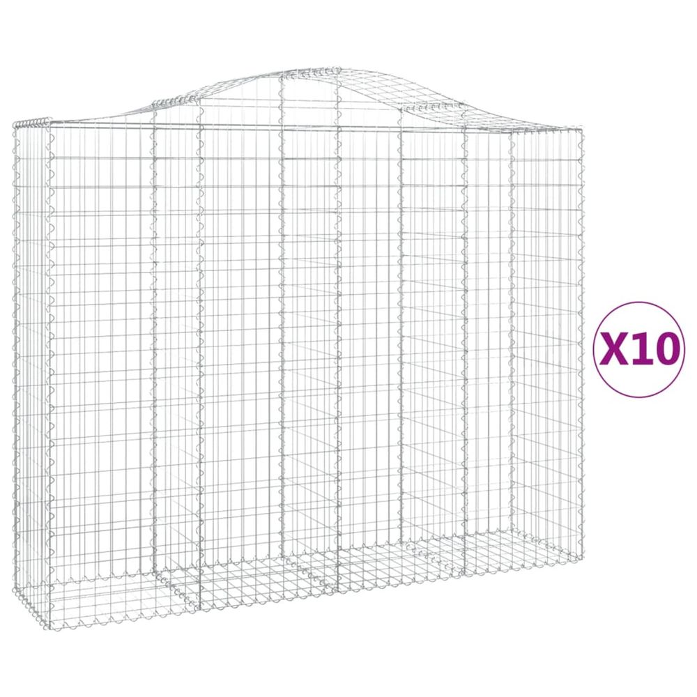 Paniers à gabions arqués 10 pcs 200x50x160/180 cm fer galvanisé