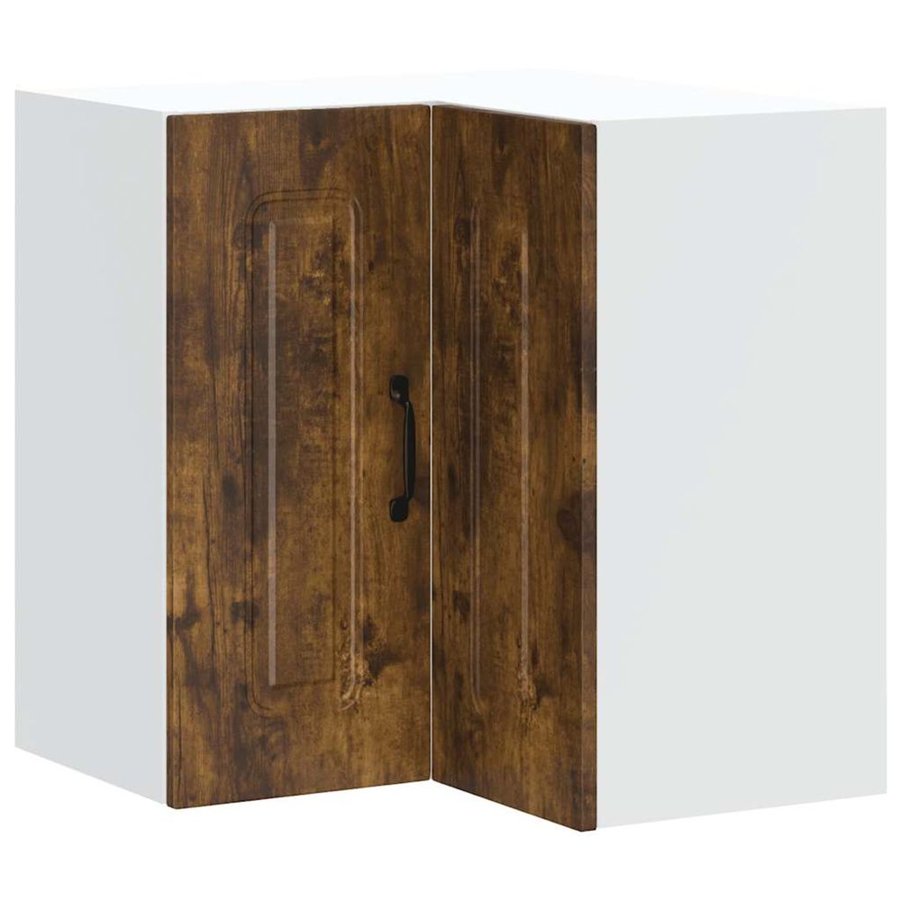 Armoire murale d'angle de cuisine kalmar chêne fumé