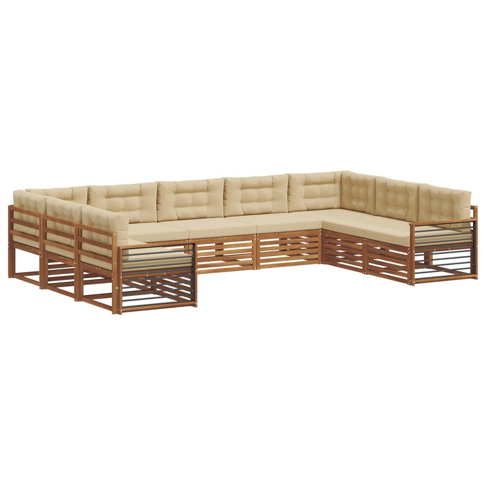 Ensembles de canapés avec coussin 9 pcs naturel et beige