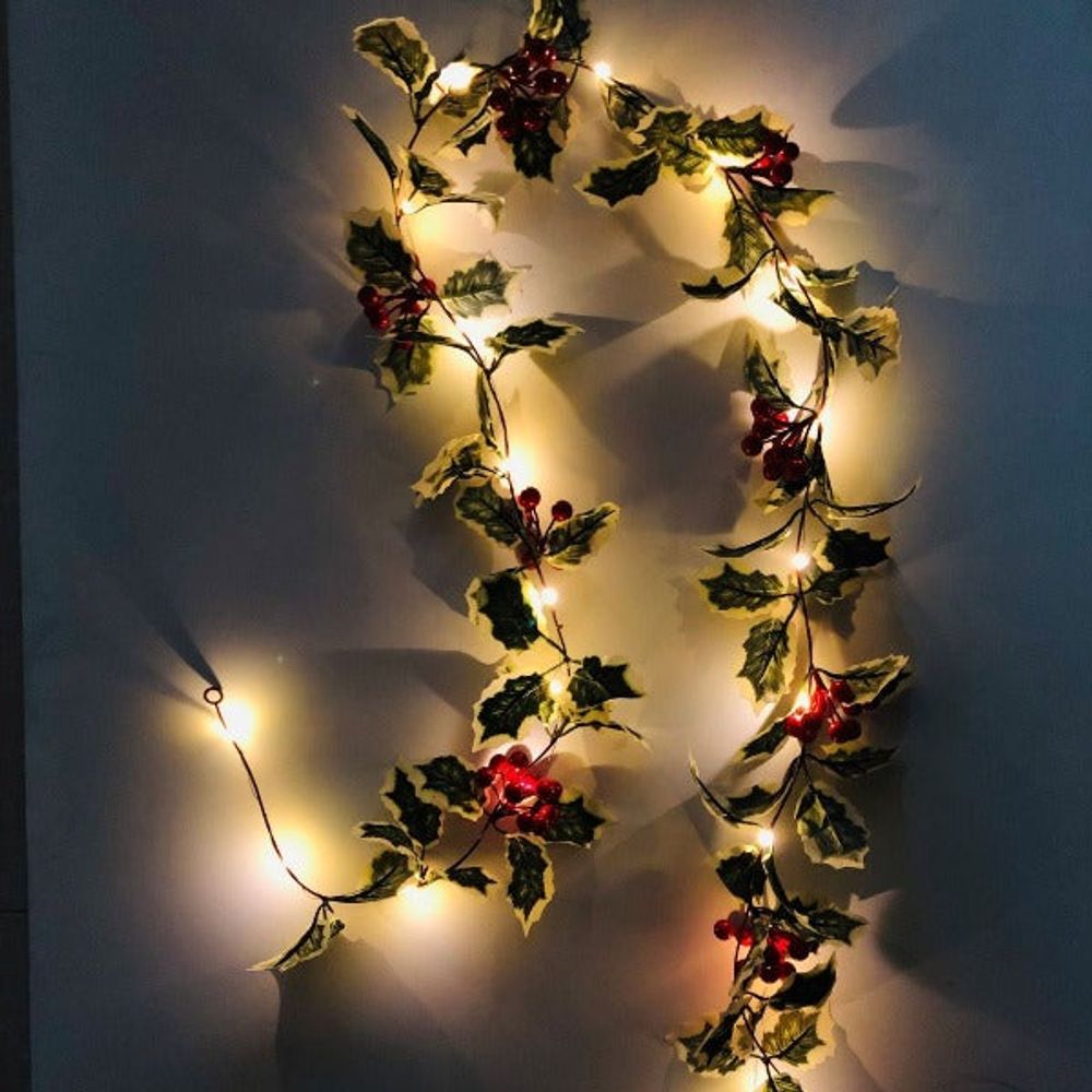 Guirlande lumineuse intérieure - houx de noël