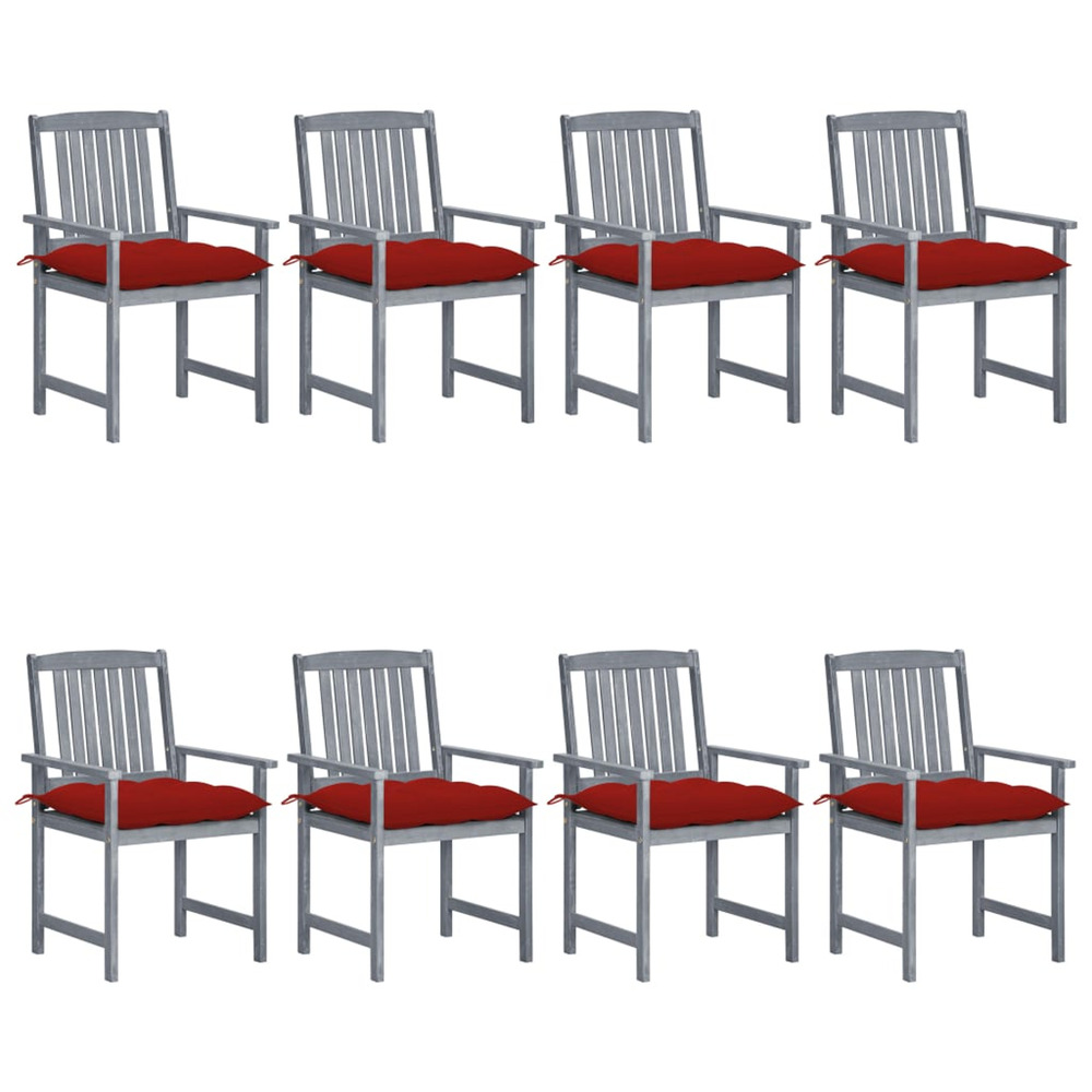 Chaises de jardin et coussins lot de 8 bois acacia solide gris