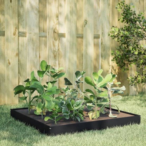Carré potager en acier pour jardin et terrasse 100x100x18,5 cm noir