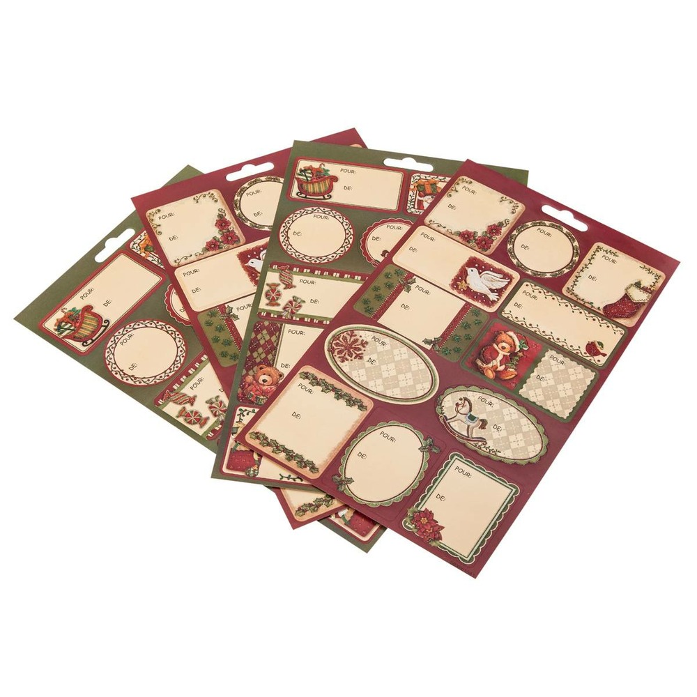 Planches de 48 ou 52 étiquettes cadeaux autocollantes