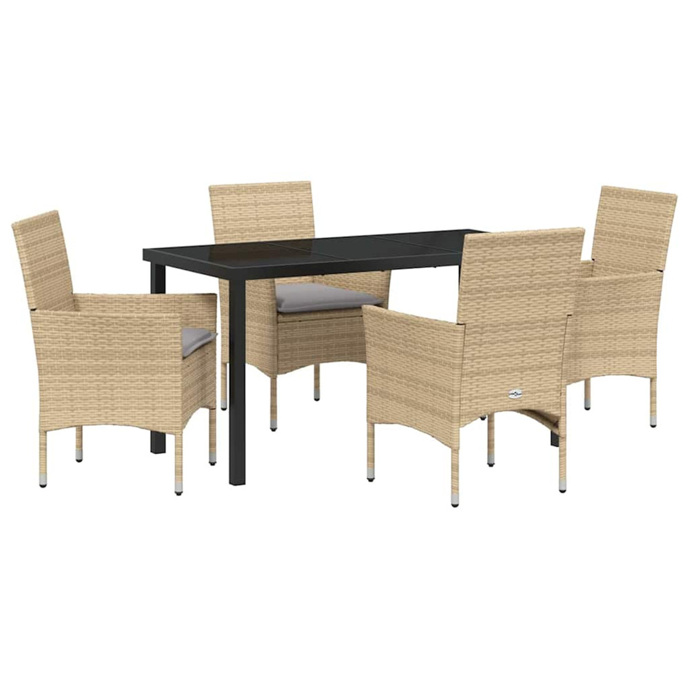 Ensemble de salle à manger pour jardin 5 pcs beige polyrotin