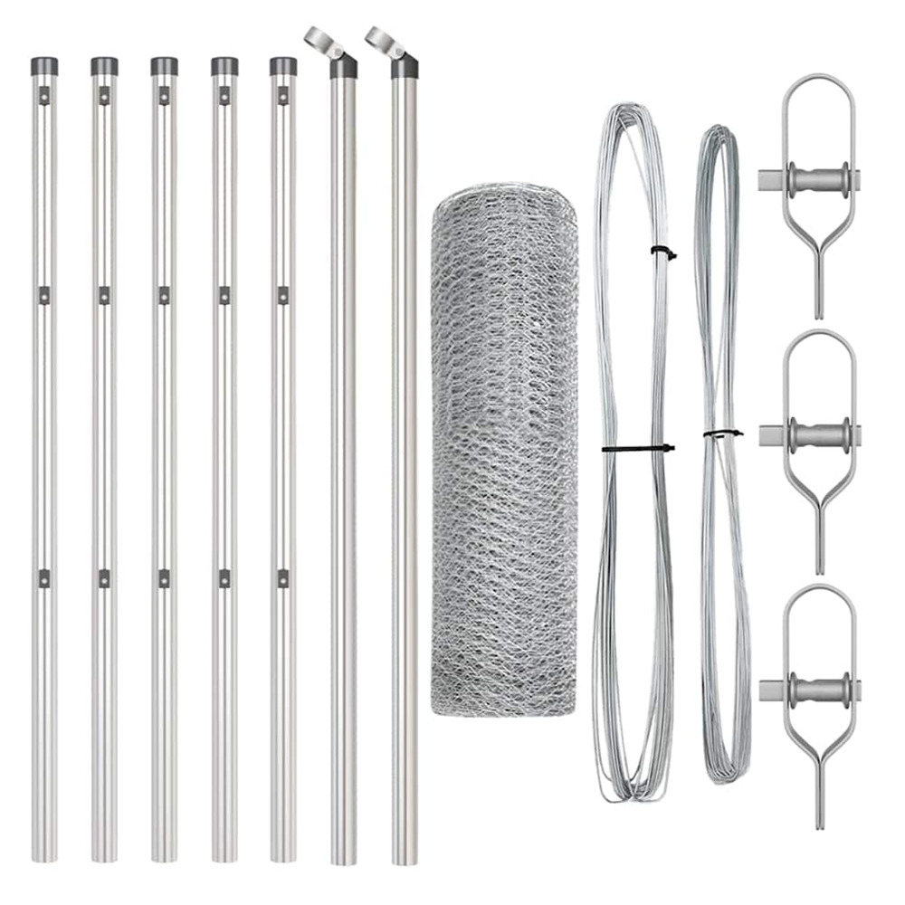 Poteau de clôture. Argenté 10 x 0,8 m (maillage 13 mm) acier