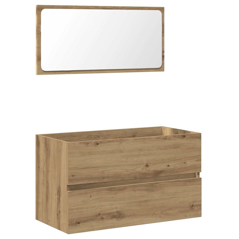 Armoire de salle de bain avec miroir chêne artisanal