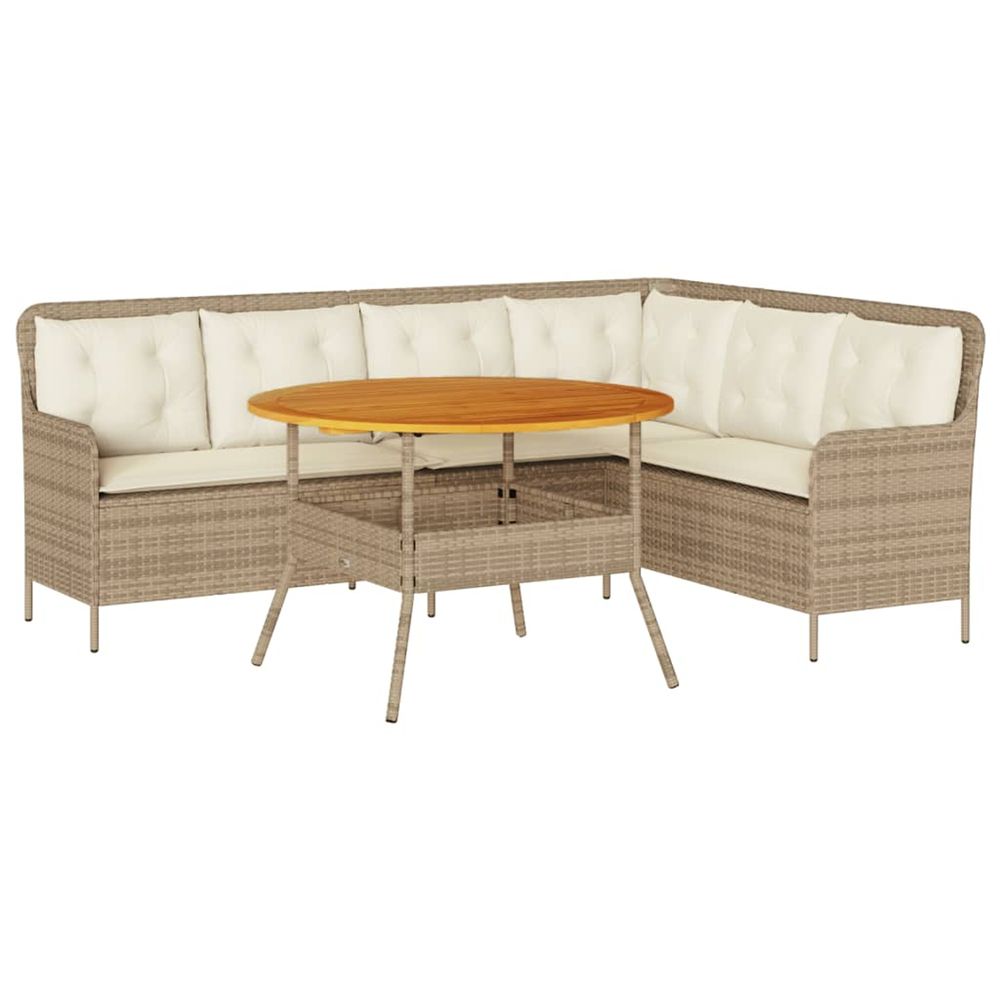 Salon de jardin avec coussins 2 pcs beige résine tressée