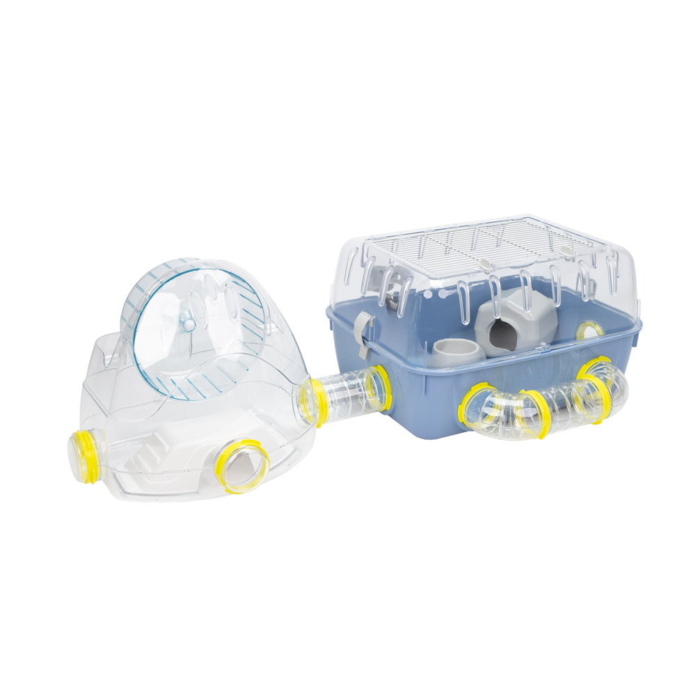 Ferplast cage pour hamsters combi 2, habitat pour petits rongeurs, plastique robuste, toit avec grille qui s'ouvre, tunnel et