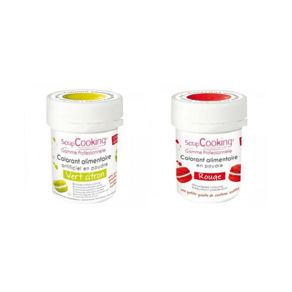 2 colorants alimentaires en poudre - vert citron-rouge