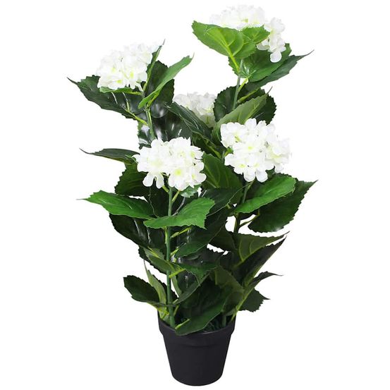 Plante hortensia artificielle avec pot 60 cm blanc