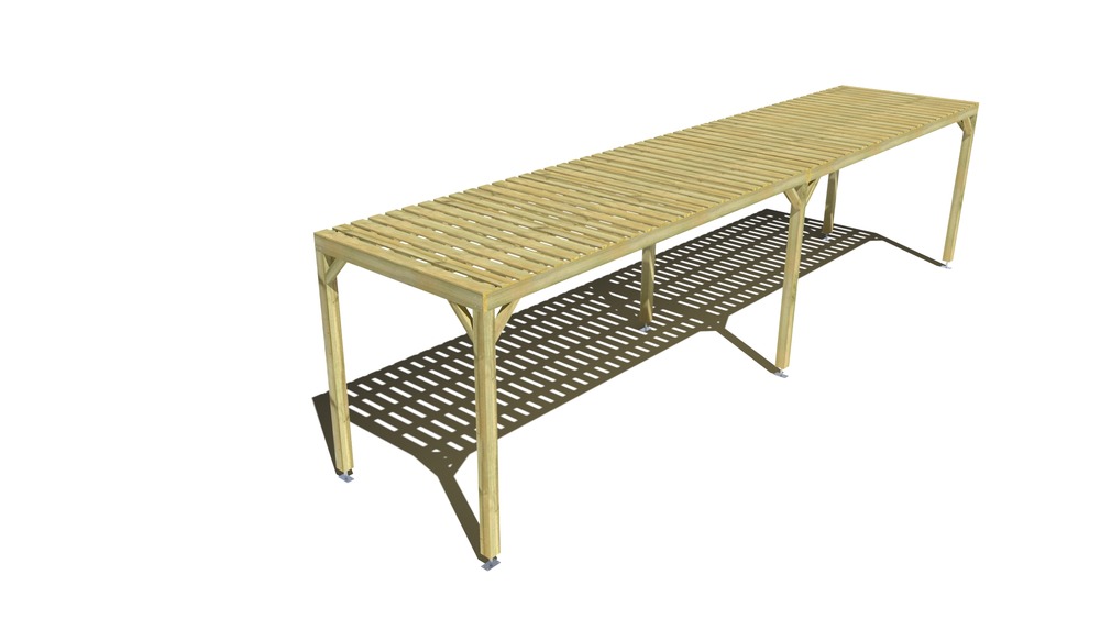 Pergola bois • 10m x 2m • indépendante • sens largeur • platelage bois • livraison comprise