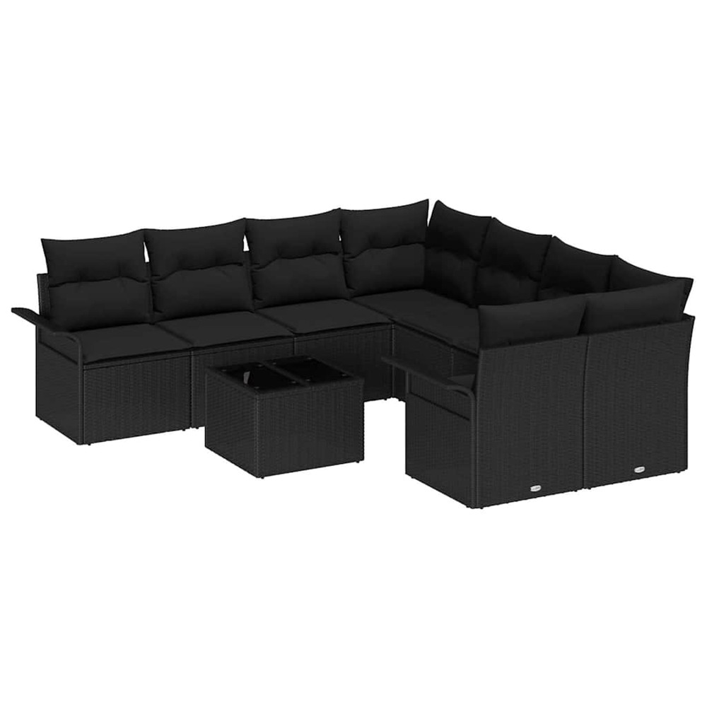 Ensemble de canapé de jardin avec coussin 9 pcs noir