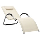 Transat chaise longue bain de soleil lit de jardin terrasse meuble d'extérieur textilène crème et gris