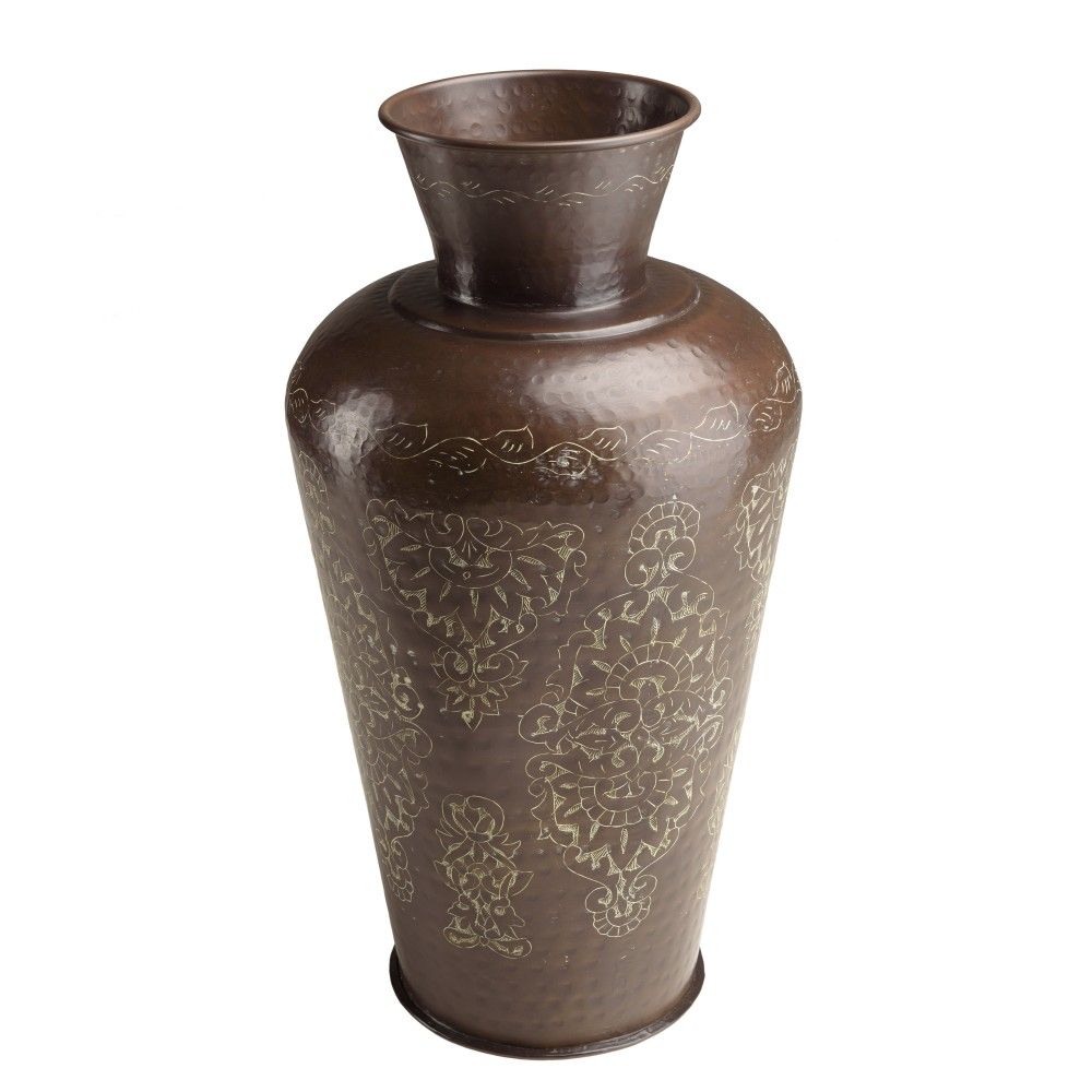 Vase alu couleur cuivre foncé patine antique h70cm