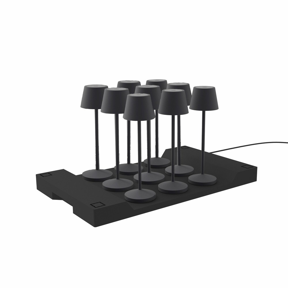9 lampes avec plateau de chargement emily gris anthracite aluminium h25cm