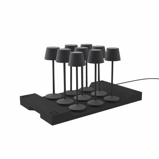 9 lampes avec plateau de chargement emily gris anthracite aluminium h25cm