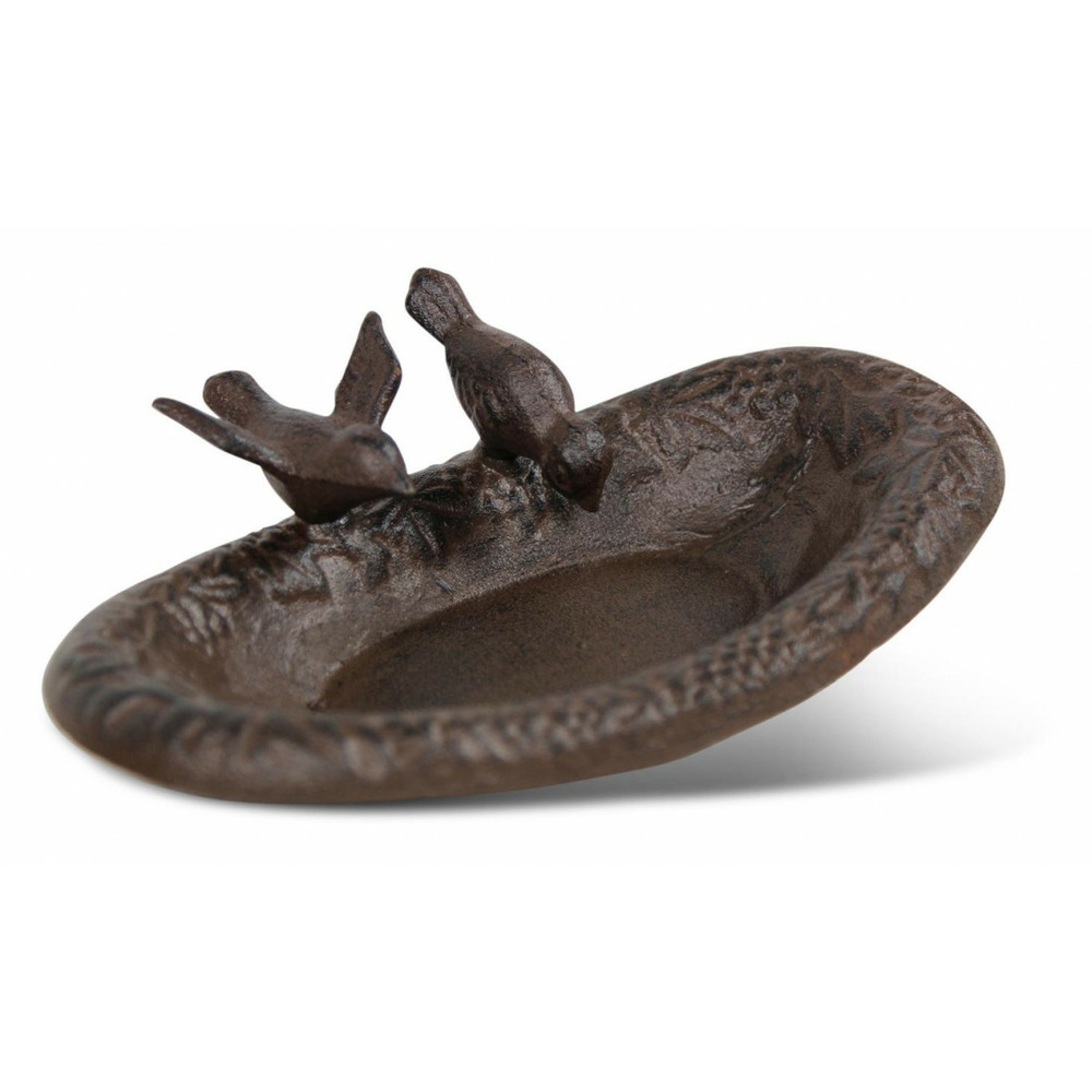 Abreuvoir 2 oiseaux fonte 23. 5x14. 5x6 fonte marron - décoration d'autrefois