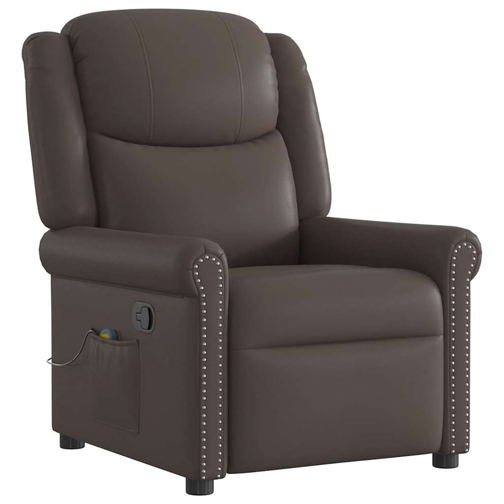 Fauteuil de massage marron similicuir brillant