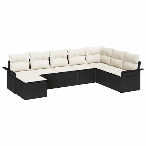 Ensemble de canapé de jardin avec coussin 8 pcs noir poly rotin