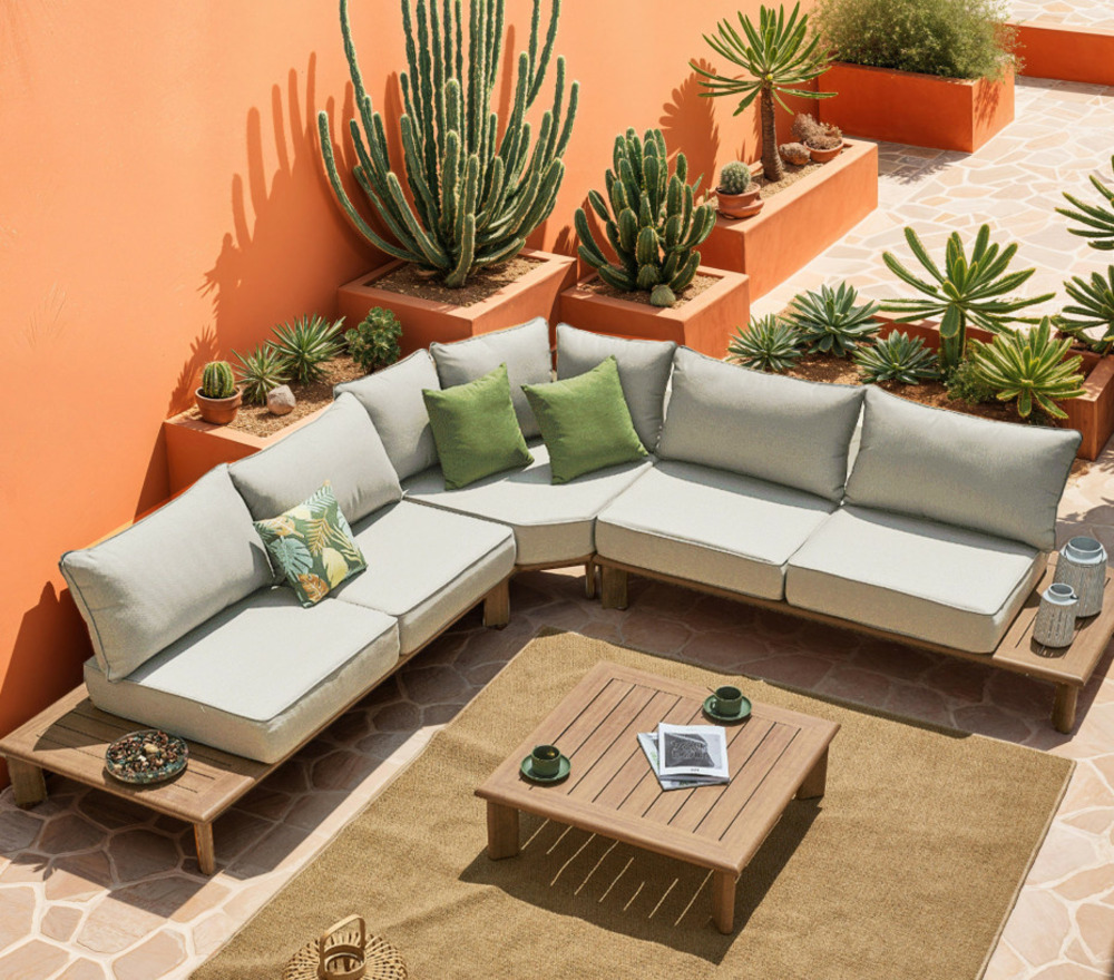 Salon de jardin en angle en aluminium - 6 places - avignon