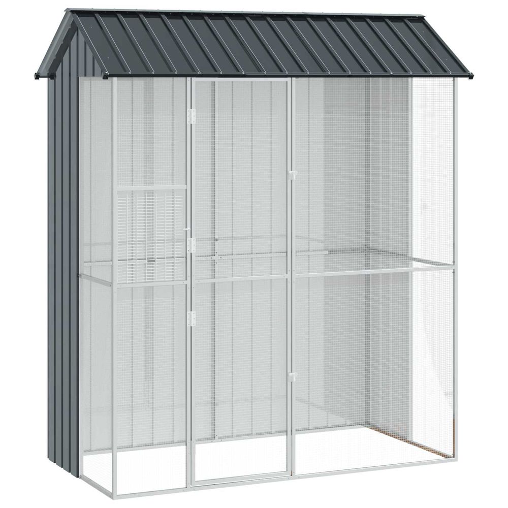 Cage pour oiseaux anthracite 215 x 110 x 247 cm acier galvanisé