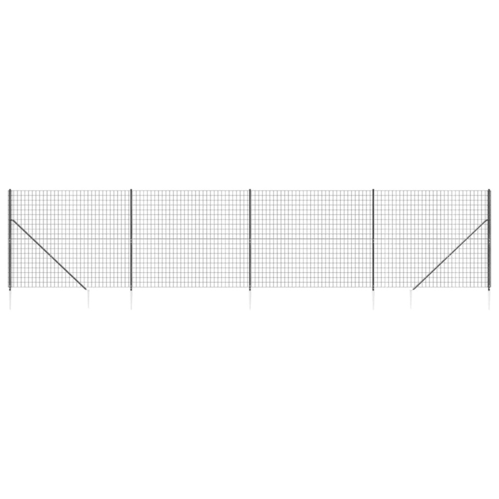 Clôture en treillis métallique et ancrage anthracite 1,4x10 m