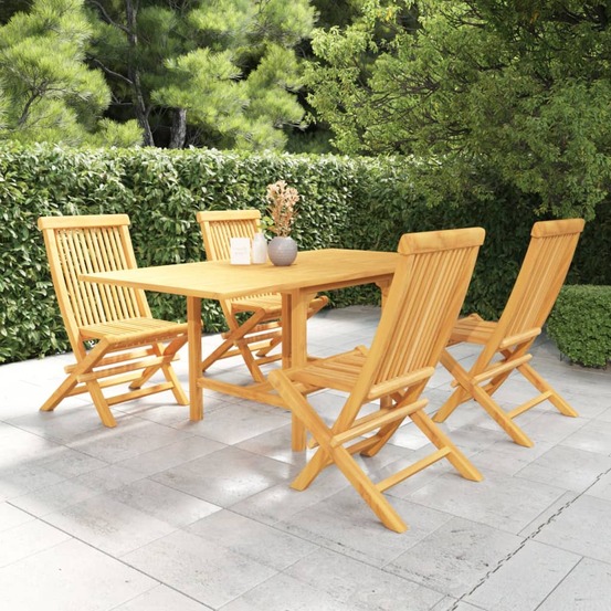 Ensemble à manger de jardin 5 pcs bois de teck massif
