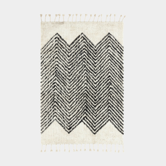 Tapis style berbère avec franges - arrow - blanc cassé - 80 x 150 cm