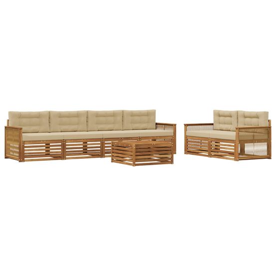Ensemble de canapés d'extérieur 7 pc naturel et beige