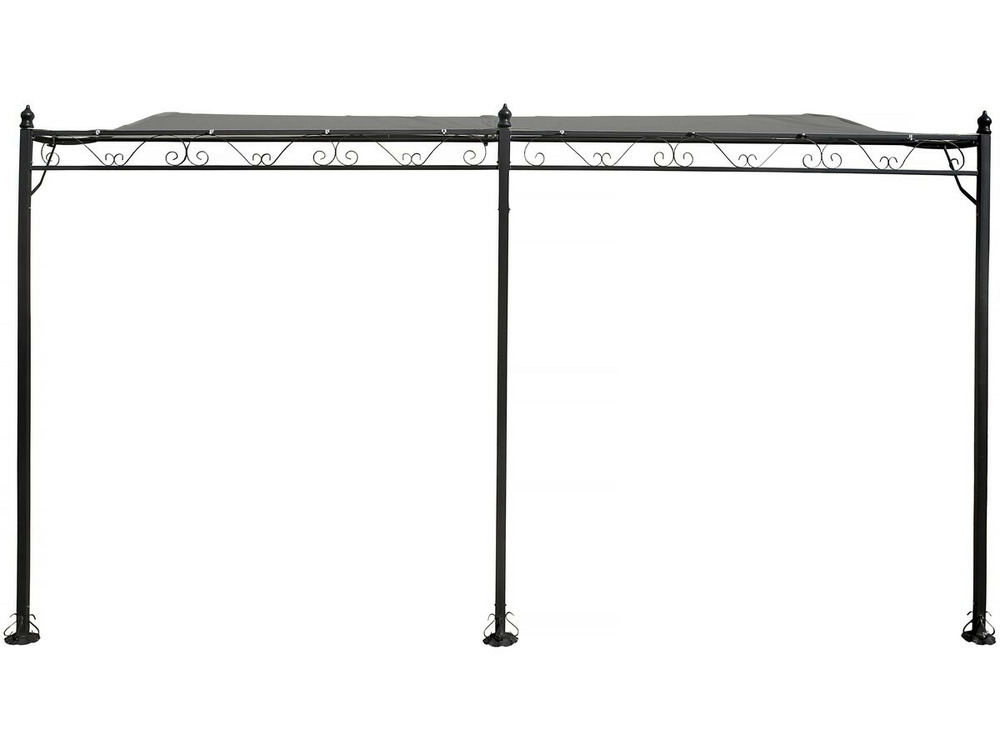 Pergola tonnelle adossée en métal - 3 x 4 m - gris