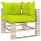 Canapé d'angle palette de jardin avec coussins bois de pin